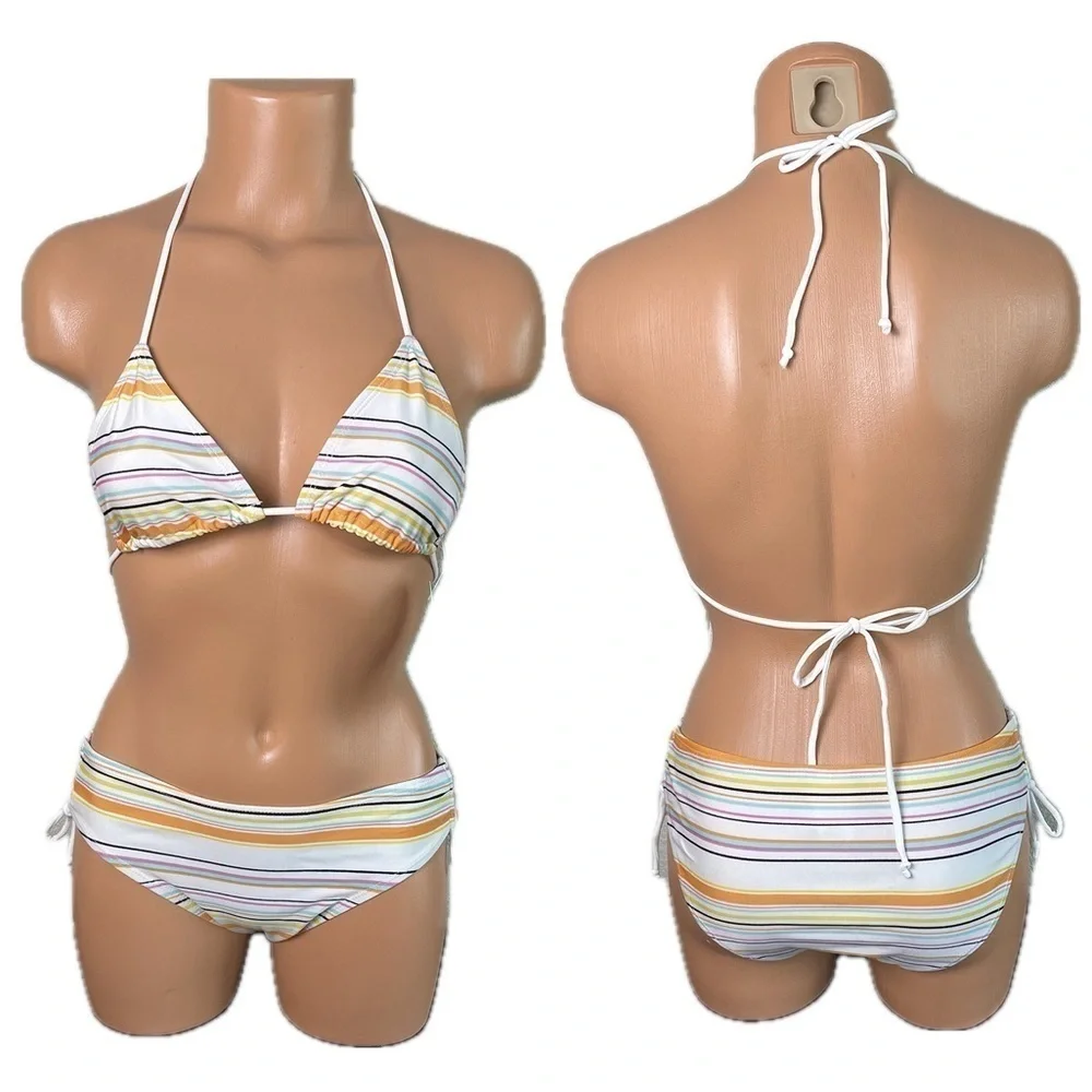Striped 3 Piece Bikini Set NWT